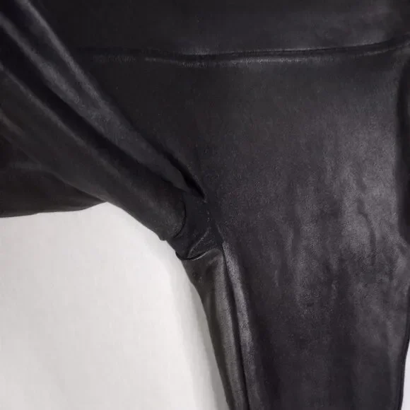 Spanx by Sarah Blakely Black Small Petite High Waist Faux Leather Leggings - Picture 9 of 9